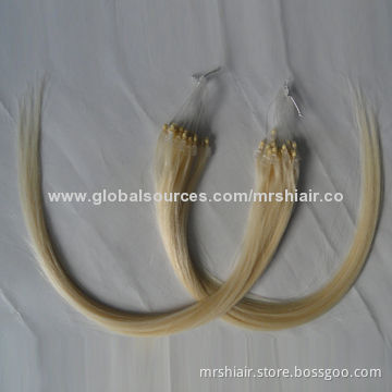 18-inch European Blond Silk Straight Micro Loop Ring Hair Extensions